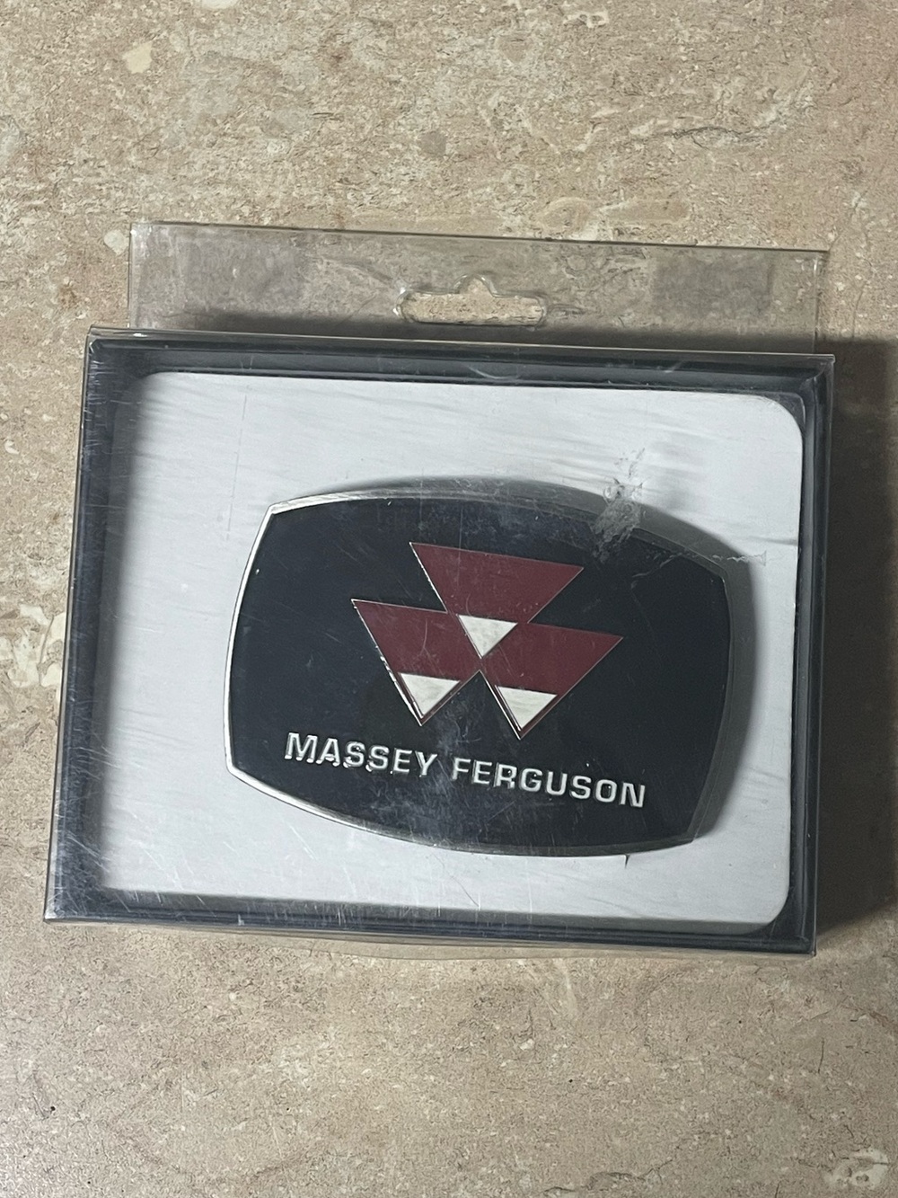 Rare Massey Ferguson Black Enamel Belt Buckle by SpecCast 03077 Triangles Red